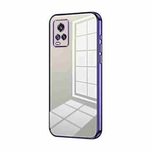 For vivo V20 Transparent Plating Fine Hole Phone Case(Purple)