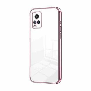 For vivo V20 Transparent Plating Fine Hole Phone Case(Pink)