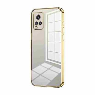 For vivo V20 Transparent Plating Fine Hole Phone Case(Gold)