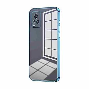 For vivo V20 Transparent Plating Fine Hole Phone Case(Blue)