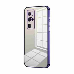 For vivo X50 Pro+ Transparent Plating Fine Hole Phone Case(Purple)