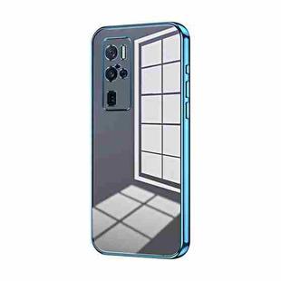 For vivo X50 Pro+ Transparent Plating Fine Hole Phone Case(Blue)