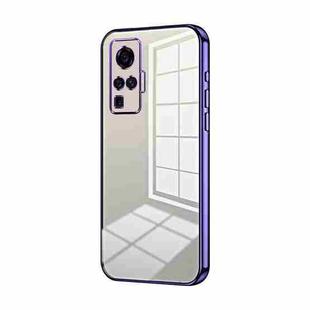 For vivo X50 Pro Transparent Plating Fine Hole Phone Case(Purple)