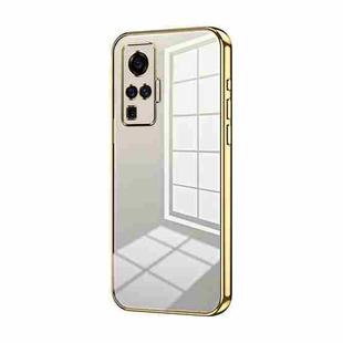 For vivo X50 Pro Transparent Plating Fine Hole Phone Case(Gold)