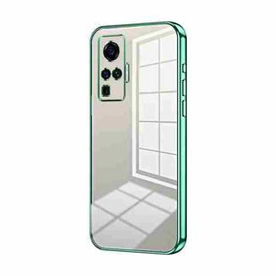 For vivo X50 Pro Transparent Plating Fine Hole Phone Case(Green)