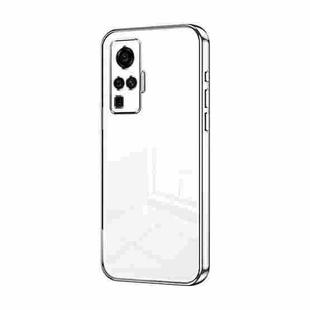 For vivo X50 Pro Transparent Plating Fine Hole Phone Case(Silver)