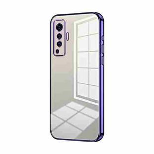 For vivo X50 Transparent Plating Fine Hole Phone Case(Purple)