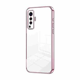 For vivo X50 Transparent Plating Fine Hole Phone Case(Pink)