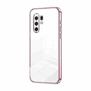 For vivo X30 Pro Transparent Plating Fine Hole Phone Case(Pink)