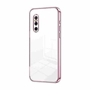 For vivo X27 Transparent Plating Fine Hole Phone Case(Pink)