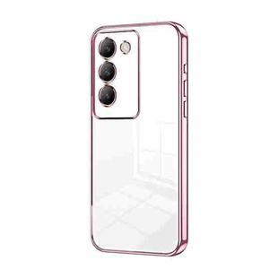 For vivo V30 SE Transparent Plating Fine Hole Phone Case(Pink)