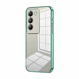 For vivo V30 SE Transparent Plating Fine Hole Phone Case(Green)