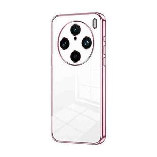 For vivo X100s Pro Transparent Plating Fine Hole Phone Case(Pink)