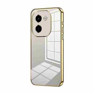 For vivo Y200 Transparent Plating Fine Hole Phone Case(Gold)