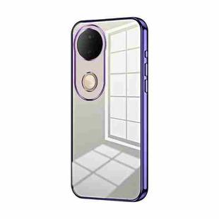 For vivo S20 Transparent Plating Fine Hole Phone Case(Purple)