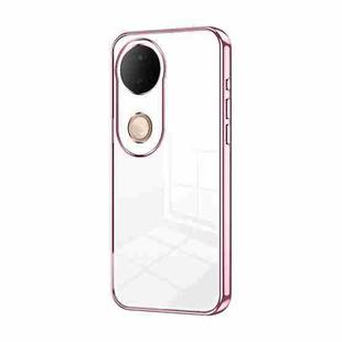 For vivo S20 Transparent Plating Fine Hole Phone Case(Pink)