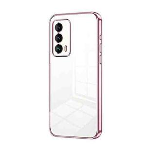 For Meizu 18 / 18s Transparent Plating Fine Hole Phone Case(Pink)