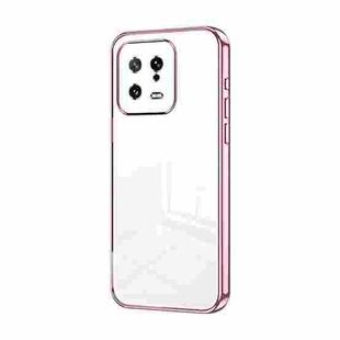 For Xiaomi 13 Transparent Plating Fine Hole Phone Case(Pink)