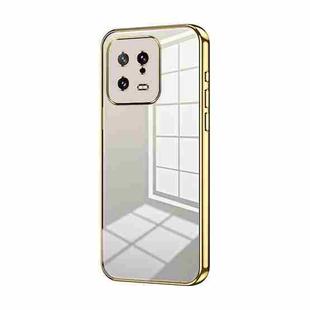 For Xiaomi 13 Transparent Plating Fine Hole Phone Case(Gold)