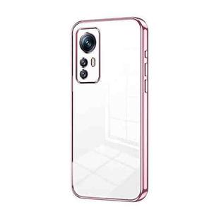 For Xiaomi 12S Transparent Plating Fine Hole Phone Case(Pink)