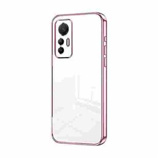 For Xiaomi 12 Lite Transparent Plating Fine Hole Phone Case(Pink)