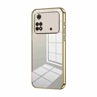 For Xiaomi Poco M4 Pro Transparent Plating Fine Hole Phone Case(Gold)