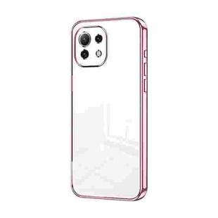 For Xiaomi Mi 11 Lite 4G / 5G Transparent Plating Fine Hole Phone Case(Pink)