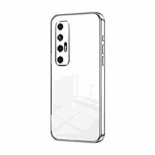 For Xiaomi Mi 10S Transparent Plating Fine Hole Phone Case(Silver)