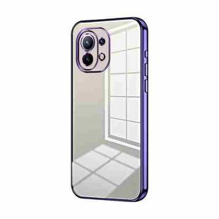 For Xiaomi Mi 11 Transparent Plating Fine Hole Phone Case(Purple)