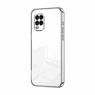 For Xiaomi Mi 10 Lite 5G Transparent Plating Fine Hole Phone Case(Silver)