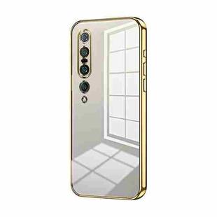 For Xiaomi Mi 10 Pro 5G Transparent Plating Fine Hole Phone Case(Gold)