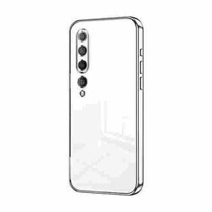 For Xiaomi Mi 10 5G Transparent Plating Fine Hole Phone Case(Silver)