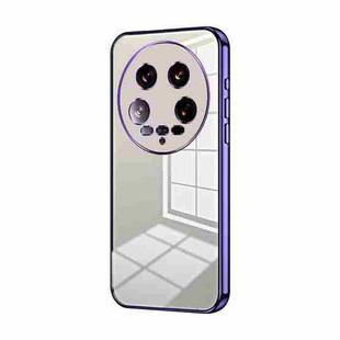 For Xiaomi 14 Ultra Transparent Plating Fine Hole Phone Case(Purple)