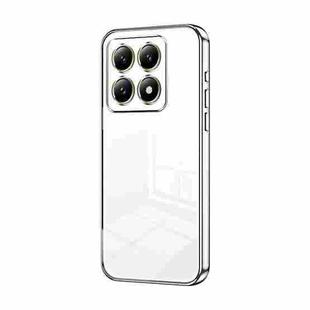 For Xiaomi 14T Transparent Plating Fine Hole Phone Case(Silver)