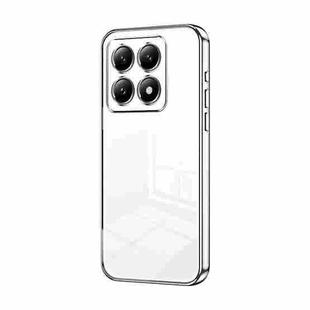 For Xiaomi 14T Pro Transparent Plating Fine Hole Phone Case(Silver)