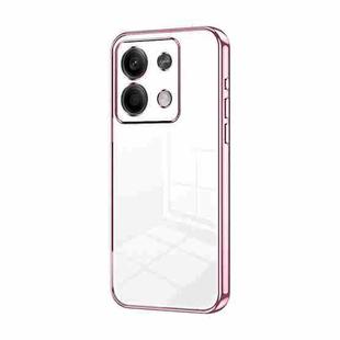 For Xiaomi Redmi Note 13 5G Transparent Plating Fine Hole Phone Case(Pink)