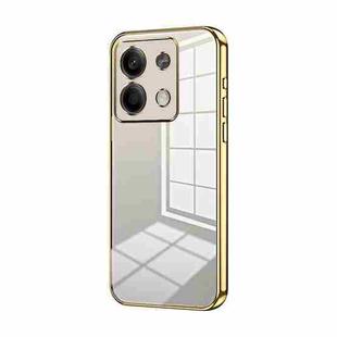 For Xiaomi Redmi Note 13 5G Transparent Plating Fine Hole Phone Case(Gold)