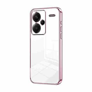 For Xiaomi Redmi Note 13 Pro+ Transparent Plating Fine Hole Phone Case(Pink)