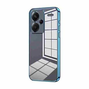 For Xiaomi Redmi Note 13 Pro+ Transparent Plating Fine Hole Phone Case(Blue)