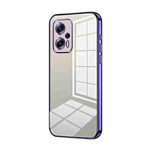 For Xiaomi Redmi Note 11T Pro/Poco X4 GT Transparent Plating Fine Hole Phone Case(Purple)