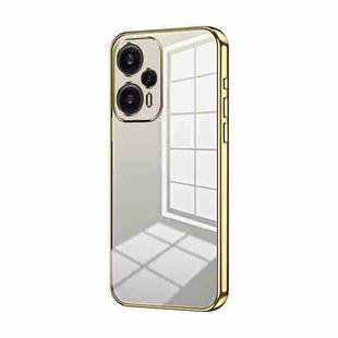 For Xiaomi Redmi Note 12 Turbo/Poco F5 Transparent Plating Fine Hole Phone Case(Gold)