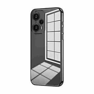 For Xiaomi Redmi Note 12 Turbo/Poco F5 Transparent Plating Fine Hole Phone Case(Black)