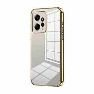 For Xiaomi Redmi Note 12 4G Transparent Plating Fine Hole Phone Case(Gold)