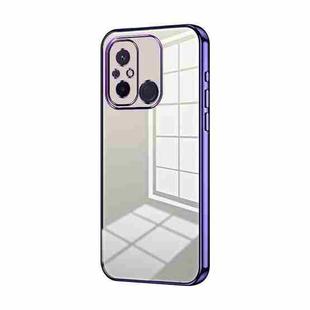 For Xiaomi Redmi 12C / 11A Transparent Plating Fine Hole Phone Case(Purple)