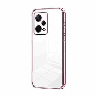 For Xiaomi Redmi Note 12 Pro+  Transparent Plating Fine Hole Phone Case(Pink)