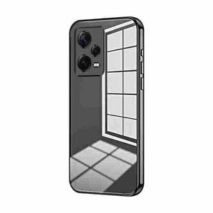 For Xiaomi Redmi Note 12 Pro+  Transparent Plating Fine Hole Phone Case(Black)