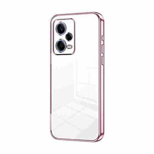 For Xiaomi Redmi Note 12 Pro 5G Transparent Plating Fine Hole Phone Case(Pink)
