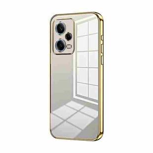 For Xiaomi Redmi Note 12 Pro 5G Transparent Plating Fine Hole Phone Case(Gold)