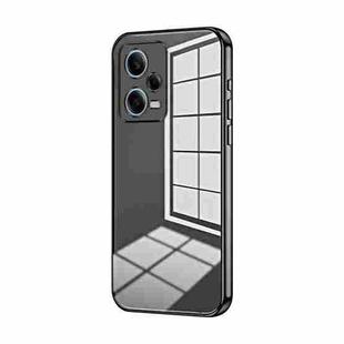 For Xiaomi Redmi Note 12 Pro 5G Transparent Plating Fine Hole Phone Case(Black)