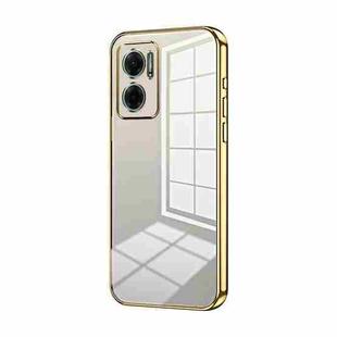 For Xiaomi Redmi Note 11E / Redmi 10 5G Transparent Plating Fine Hole Phone Case(Gold)